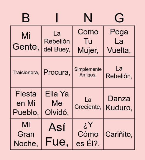 Bingo musical Bingo Card