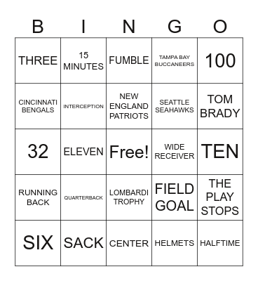 FOOTBALL Bingo Card