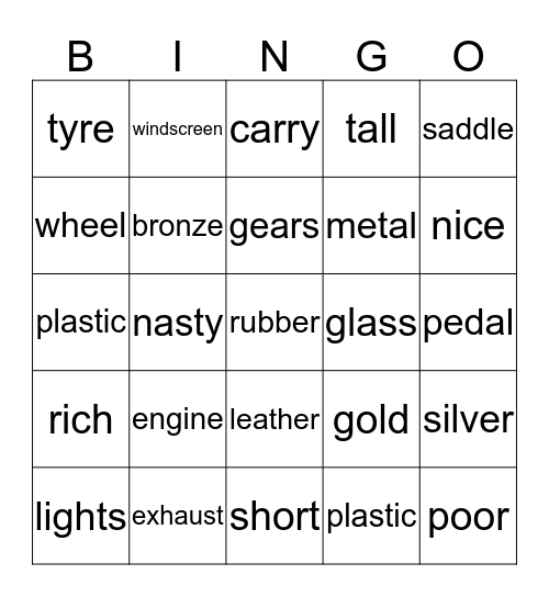 INVENTIONS Bingo Card