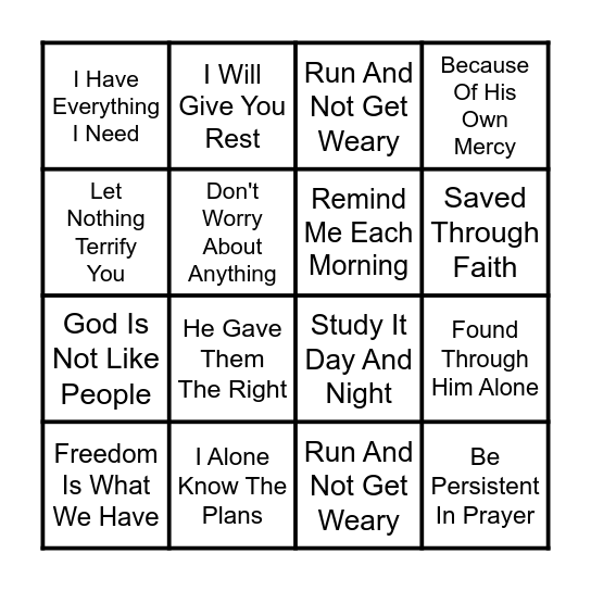 Bible Phrase Bingo EMC@119 Bingo Card