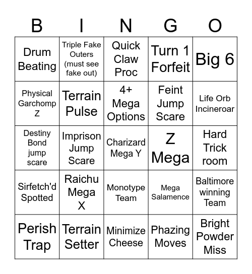Champions GC Bingo Card