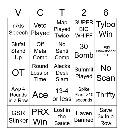 Champs Shanghai Day 1 Bingo! - SillyEllie7 Bingo Card