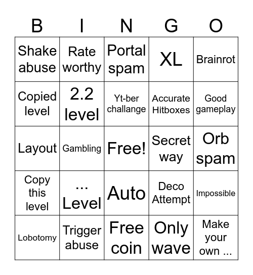 Gd bingo Layout Bingo Card
