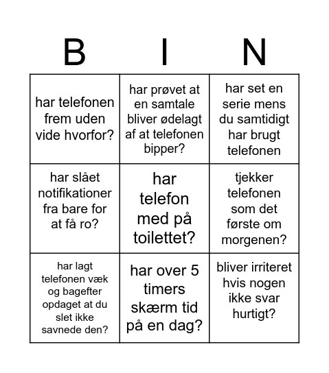 a uge bingo Card