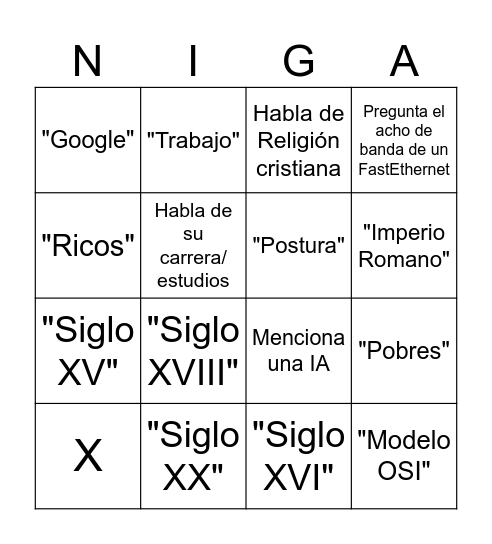 Bingo veneco Bingo Card