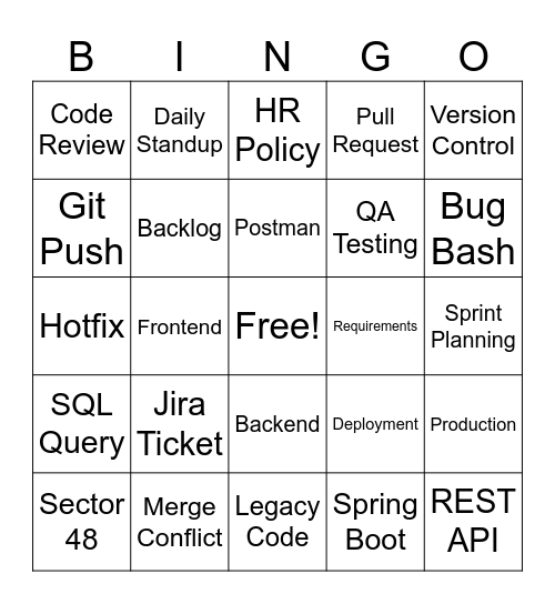 T2B Bingo Card