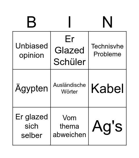 Rölleke bingo Card