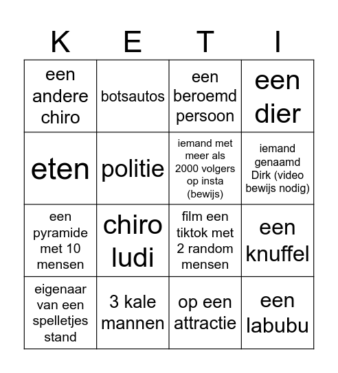 MAAK EEN FOTO MET: (jullie moeten er op staan) Bingo Card