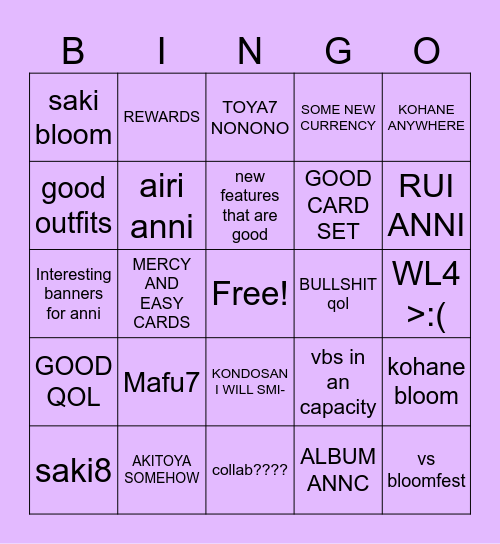ANNI COPE Bingo Card