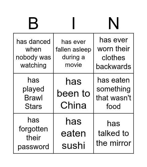 PRESENT PERFECT Bingo Card
