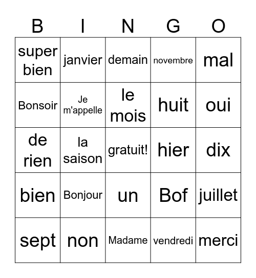 Collin Nordt Bingo Card