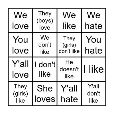 La conjugaison Bingo Card