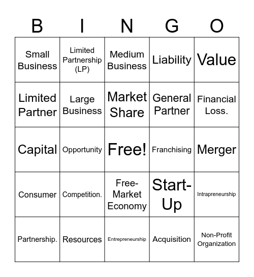 Key Principles of Business Bingo Card