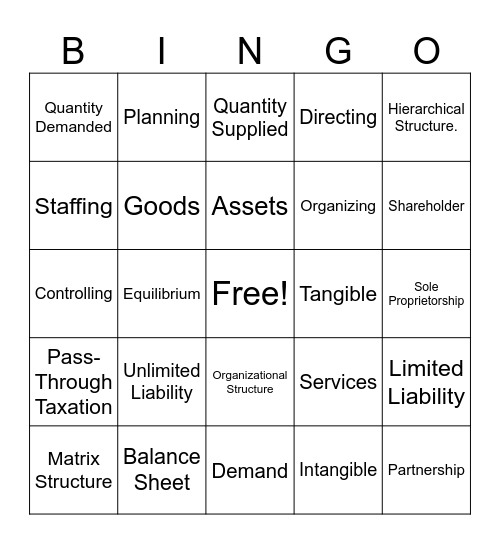 Key Principles of Business Bingo Card