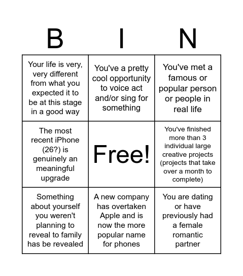 Second Bingo Card