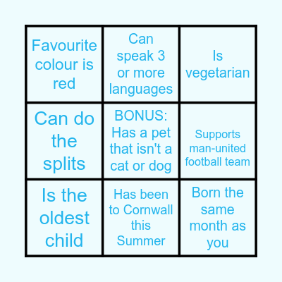 Find people who... Bingo Card