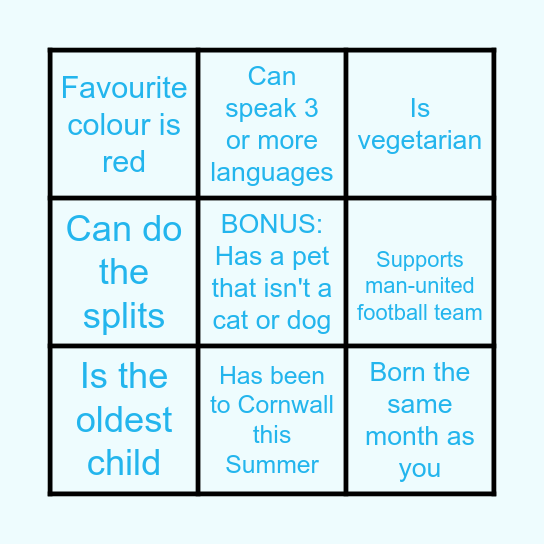 Find people who... Bingo Card
