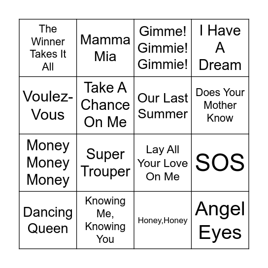 The Winner Takes It All💙 Bingo Card