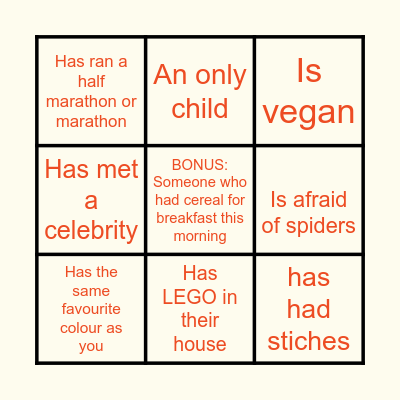 Find someone who... Bingo Card
