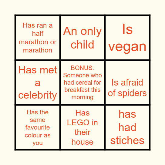 Find someone who... Bingo Card