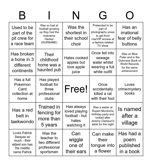 Ensign Bingo Card