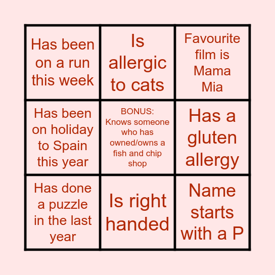 Find someone who... Bingo Card
