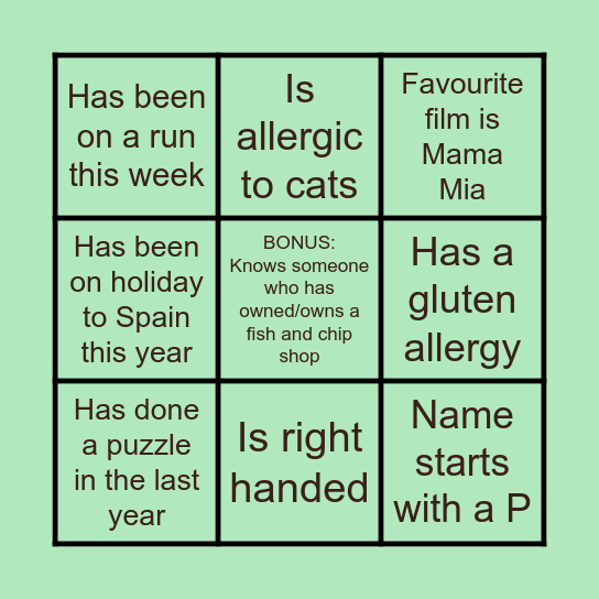 Find someone who... Bingo Card