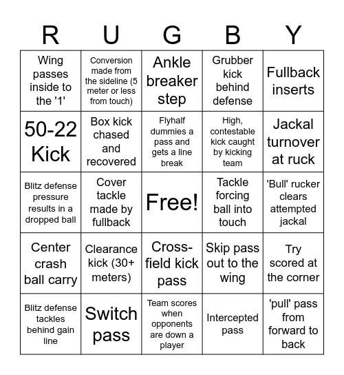 BACKS BINGO Card