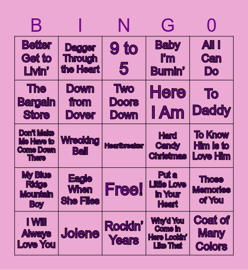 Dolly Parton Bingo! Bingo Card