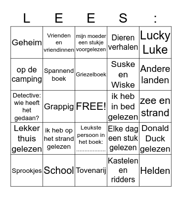 ZOMERLEZEN, zo'n boek gun je toch een vakantie! Bingo Card