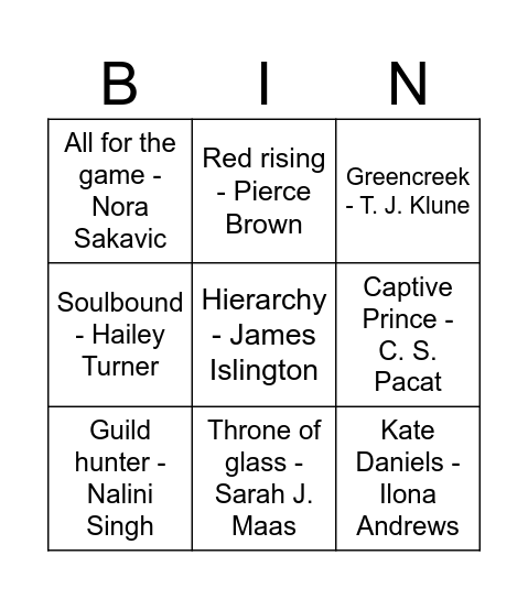 Series bingo Card