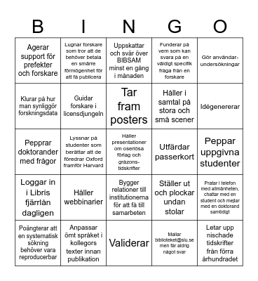 Arbetsuppgiftsbingo Card