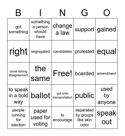 3rd Grade Unit 3 Bingo Card