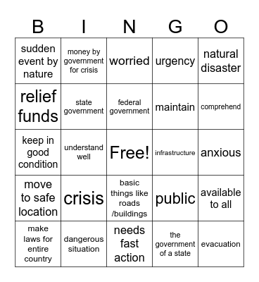 4th Grade Unit 3 Bingo Card