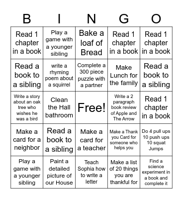 Bingo 1 Bingo Card