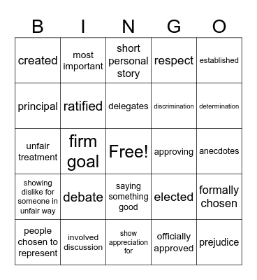 5th Grade Unit 3 Bingo Card