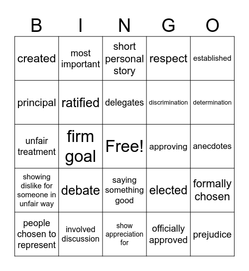 5th Grade Unit 3 Bingo Card