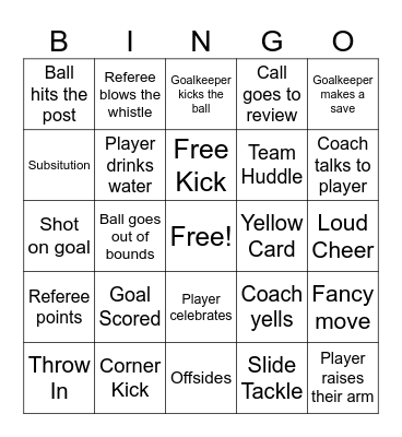 Soccer Bingo Card