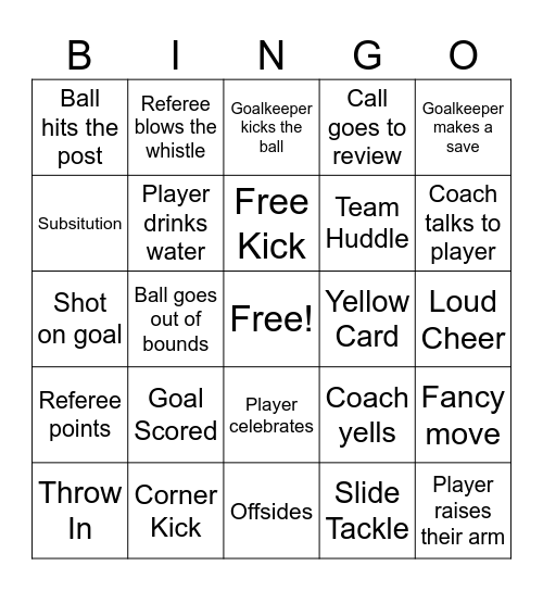 Soccer Bingo Card