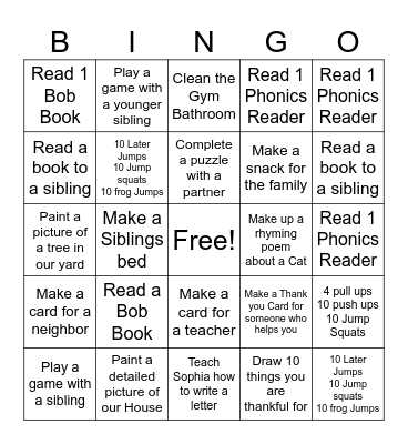 Bingo 1 Bingo Card