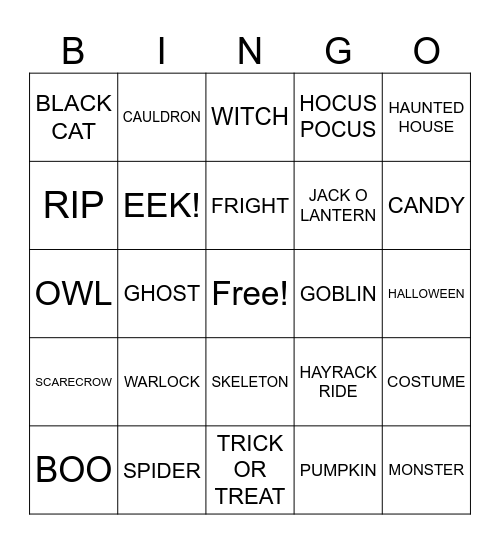 HALLOWEEN WORDS Bingo Card