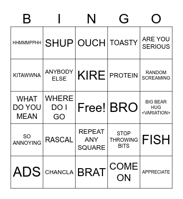 Barbarian Bingo Card