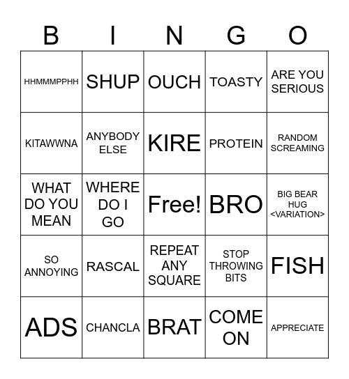 Barbarian Bingo Card