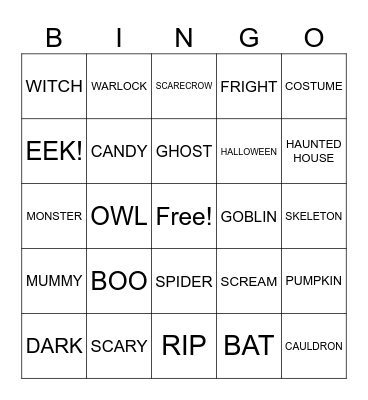 HALLOWEEN WORDS Bingo Card