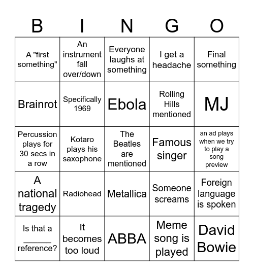 book Bingo Card