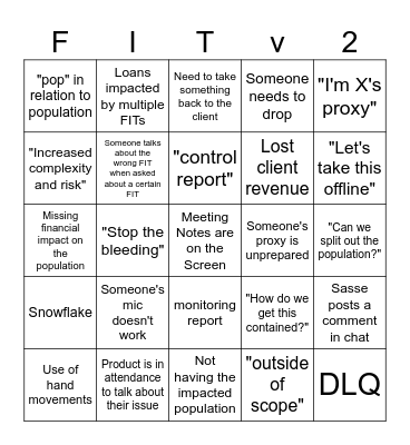 FIT Bingo v2 Bingo Card