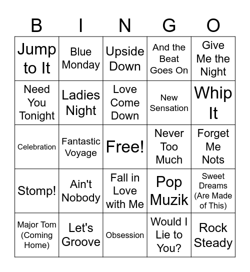 80s Roller Rink Rd 2 Bingo Card