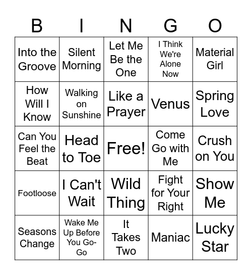 80s Roller Rink Rd 4 Bingo Card
