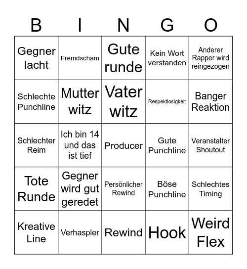 Battlerap Bingo Card