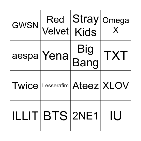 KpopBingo Card